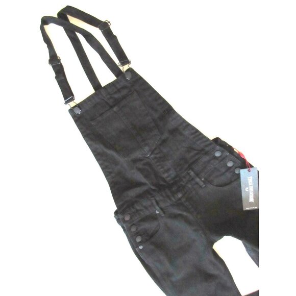 NWT True Religion Karlie in Jet Black Denim Overall Flare Jeans 25 x 34 $279 - Picture 8 of 12